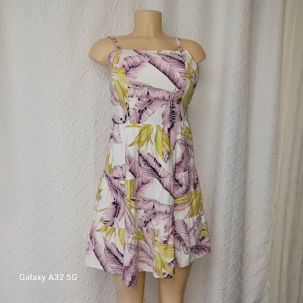 LOFT Women Size Op Tropical Leaf Print Mini Dress